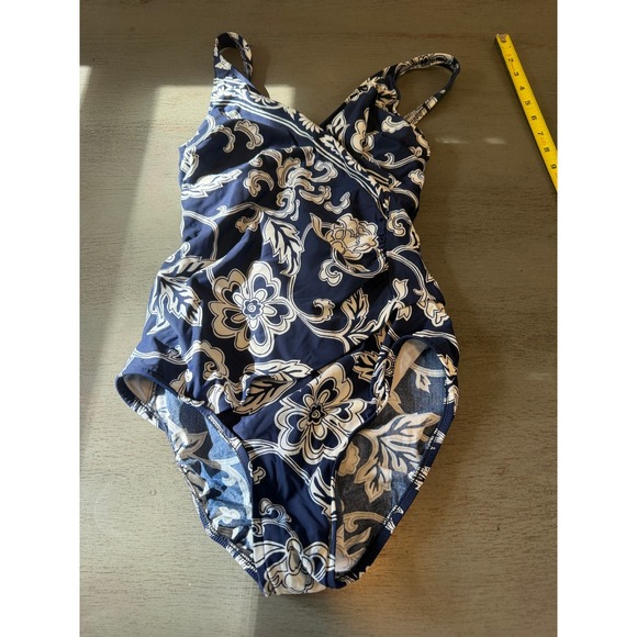 Jantzen Other - Classics by Jantzen Vintage Navy White Floral One Piece Swimsuit Sz 12